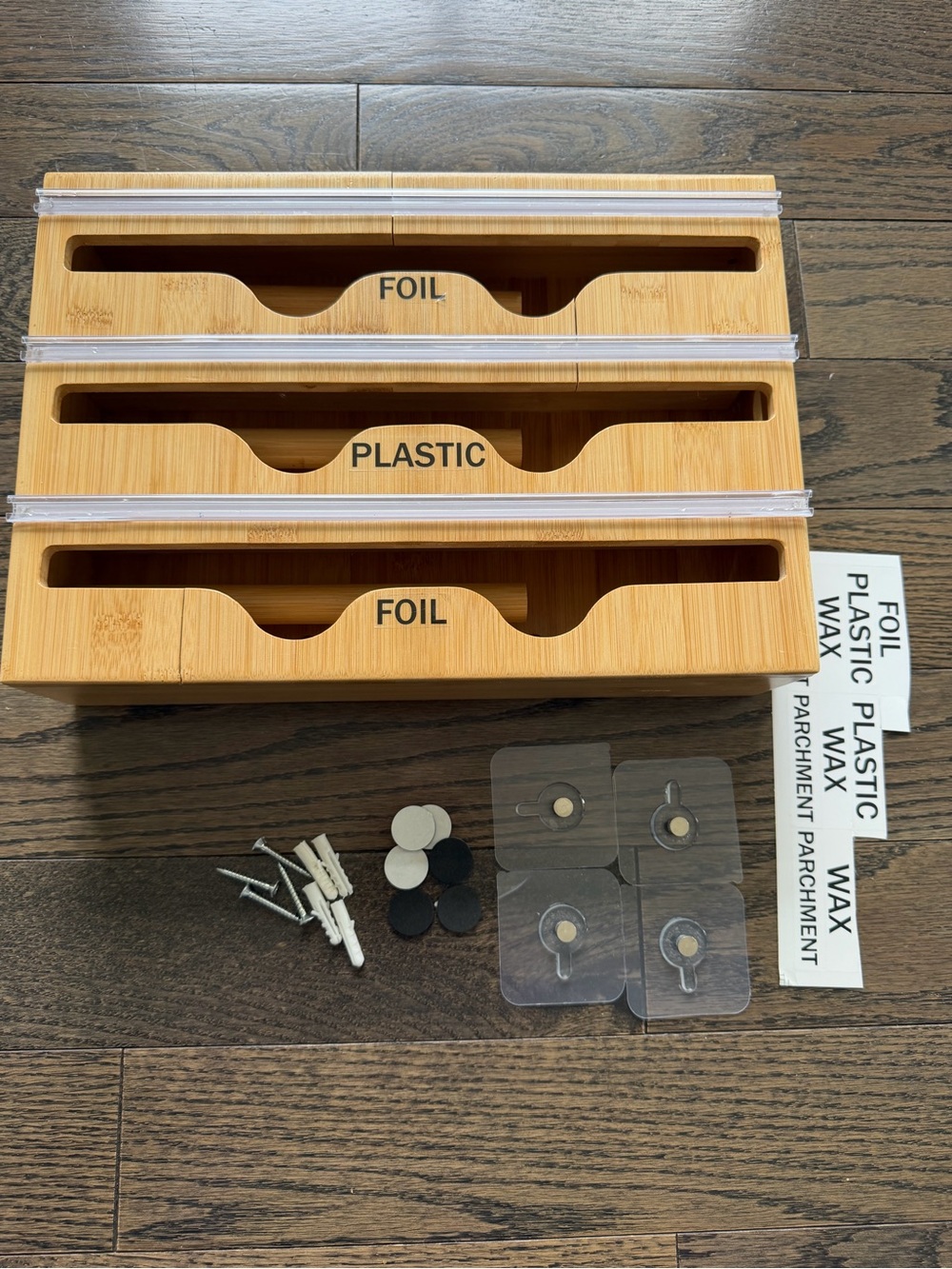 Bamboo Kitchen Wrap Organizer - Foil, Plastic & Wax Storage drawer organizer